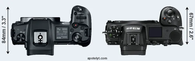 Compare Canon R versus Z7 top