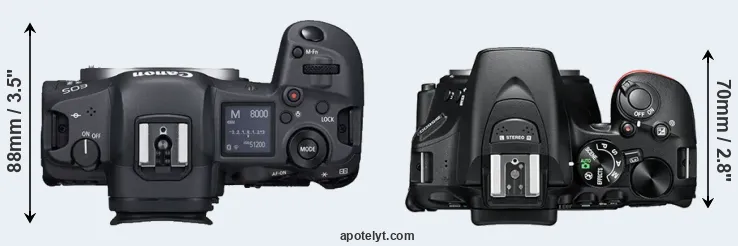 Compare R5 versus D5600 top