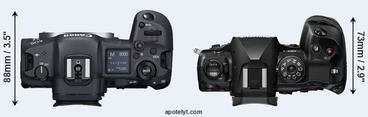 Compare R5 versus OM-1 top