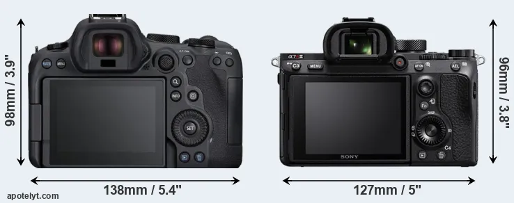 Comparison R6 Mark II or A7R III rear