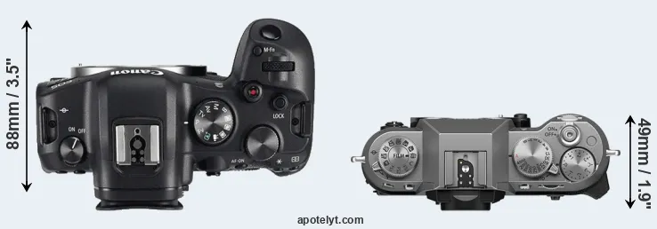 Compare R6 versus X-T50 top