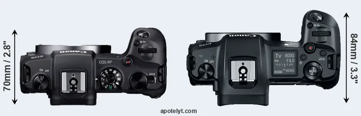 Compare RP versus Canon R top