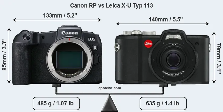 Size Canon RP vs Leica X-U Typ 113