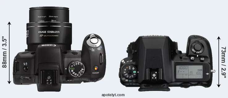 Compare SX1 versus K-5 top