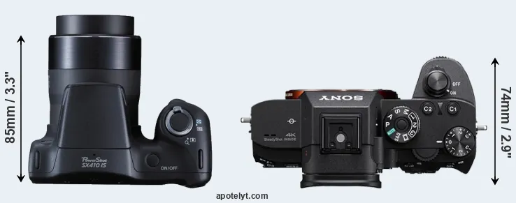 Compare SX410 versus A7R III top