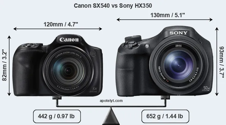 Size Canon SX540 vs Sony HX350
