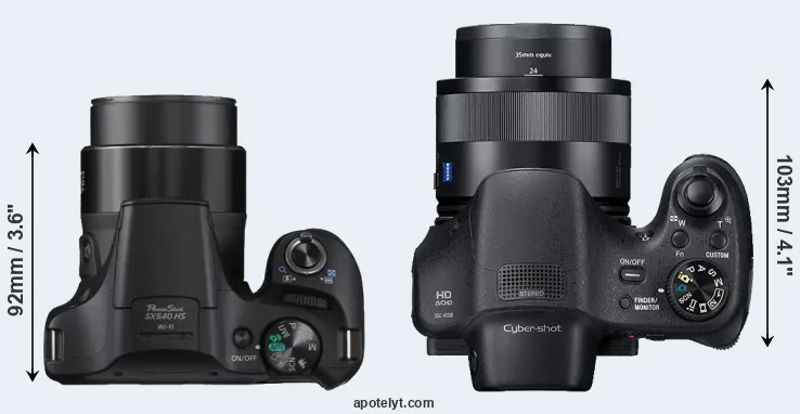 Compare SX540 versus HX350 top