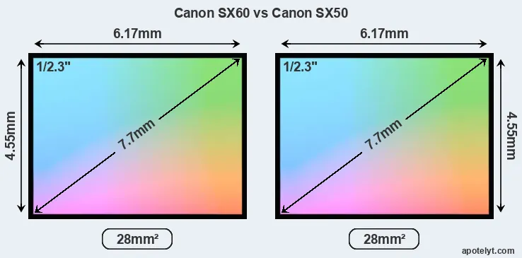 Canon SX60 and Canon SX50 sensor measures