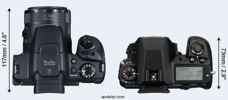 Compare SX70 versus K-5 top