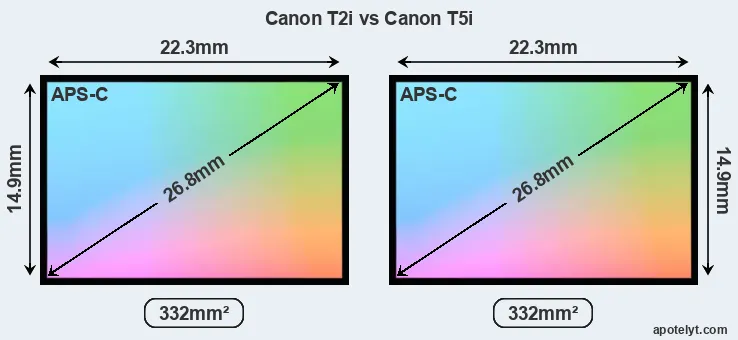 Canon T2i and Canon T5i sensor measures