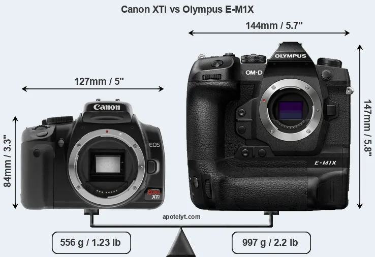 Size Canon XTi vs Olympus E-M1X