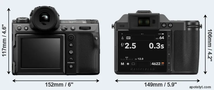 Comparison GFX 100 II or X2D 100C rear