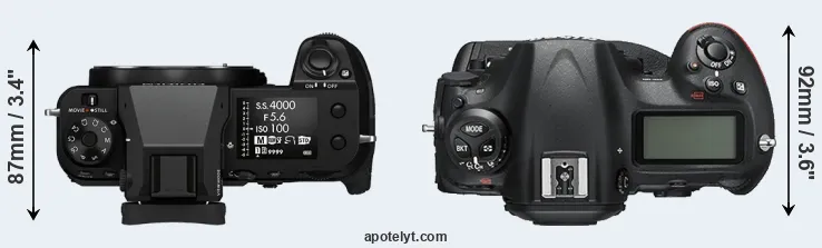 Compare GFX 100S versus D5 top