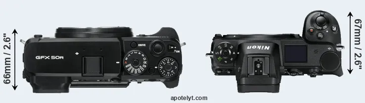 Compare GFX 50R versus Z7 top