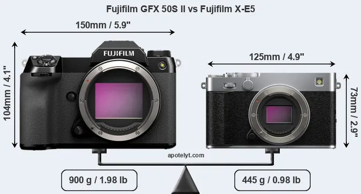 Size Fujifilm GFX 50S II vs Fujifilm X-E5