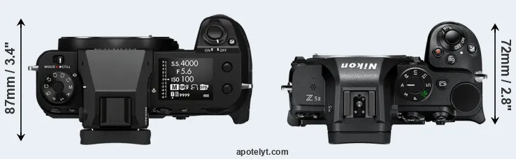 Compare GFX 50S II versus Z5 II top