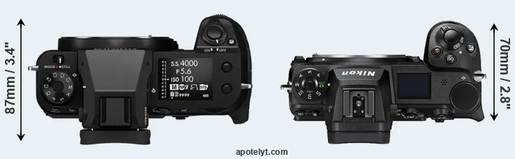 Compare GFX 50S II versus Z6 II top