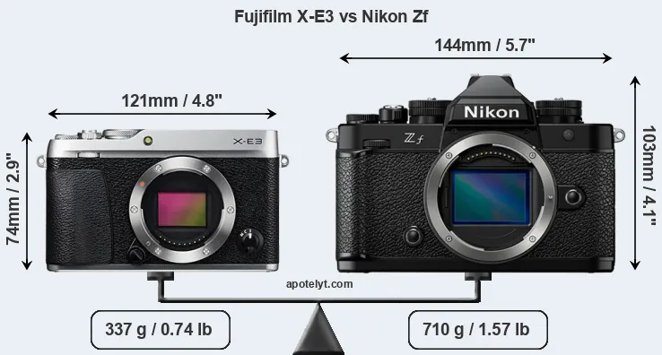 Size Fujifilm X-E3 vs Nikon Zf