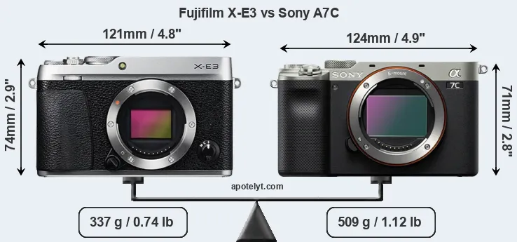 Size Fujifilm X-E3 vs Sony A7C