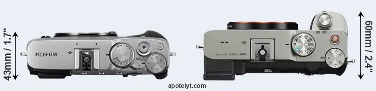 Compare X-E3 versus A7C top