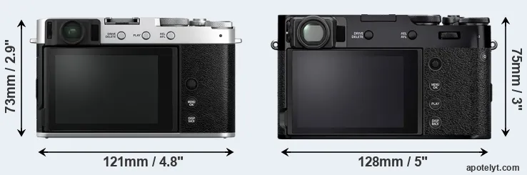 Comparison X-E4 or X100V rear