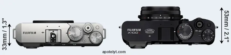 Compare X-E4 versus X100V top