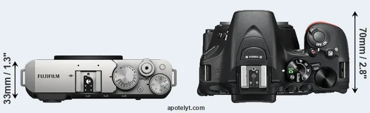 Compare X-E4 versus D5500 top