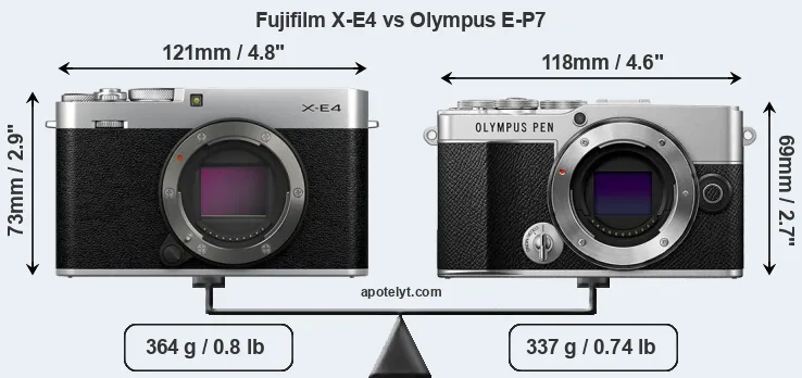 Size Fujifilm X-E4 vs Olympus E-P7