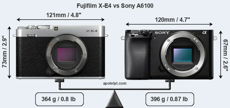 Size Fujifilm X-E4 vs Sony A6100