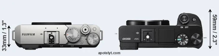 Compare X-E4 versus A6100 top