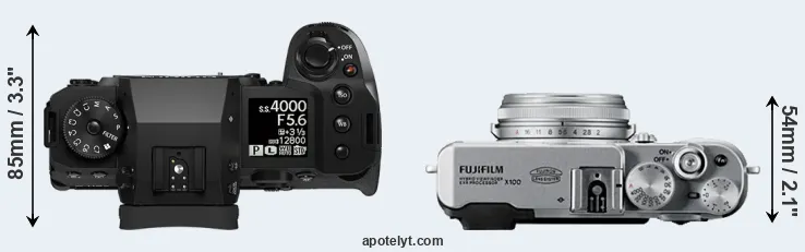 Compare X-H2 versus X100 top