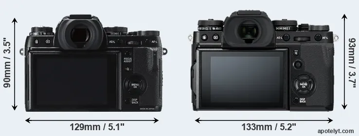 Comparison X-T1 or X-T3 rear