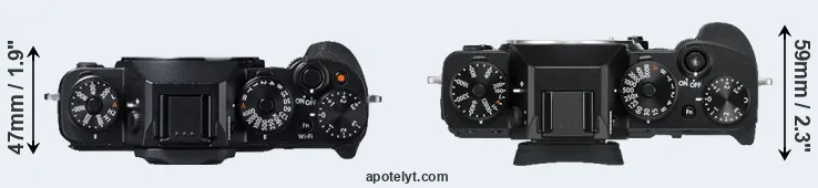 Compare X-T1 versus X-T3 top