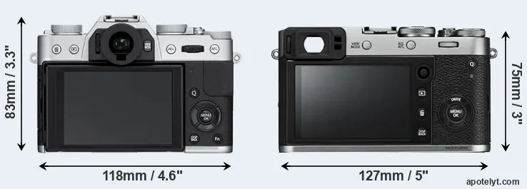 Comparison X-T10 or X100F rear