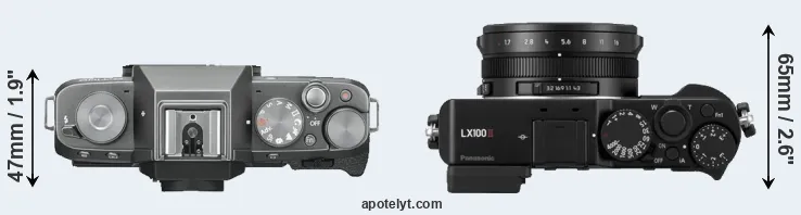 Compare X-T100 versus LX100 II top