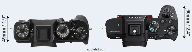 Compare X-T2 versus A7R II top