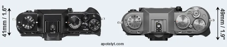 Compare X-T20 versus X-T50 top