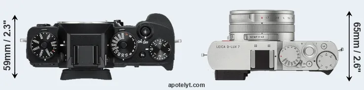 Compare X-T3 versus D-LUX 7 top