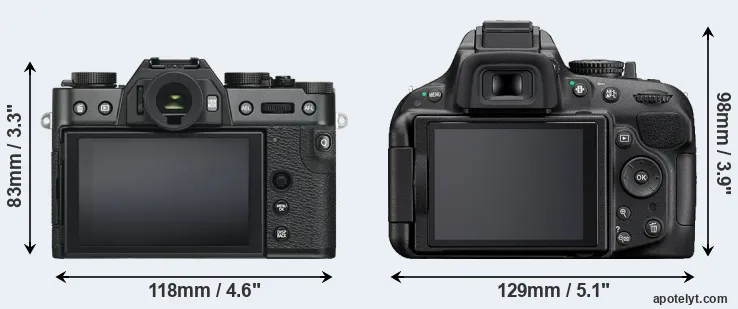 Comparison X-T30 or D5200 rear