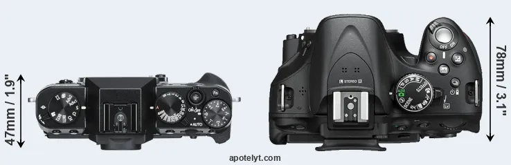 Compare X-T30 versus D5200 top