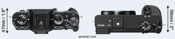 Compare X-T30 versus A6400 top