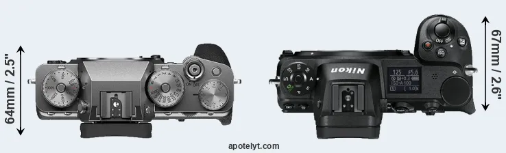 Compare X-T4 versus Z6 top