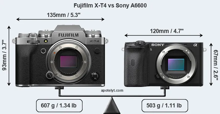Size Fujifilm X-T4 vs Sony A6600