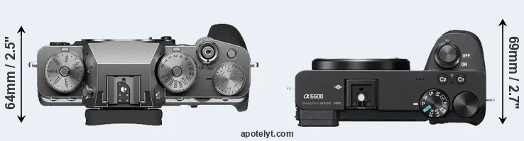 Compare X-T4 versus A6600 top