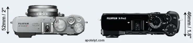Compare X100F versus X-Pro2 top
