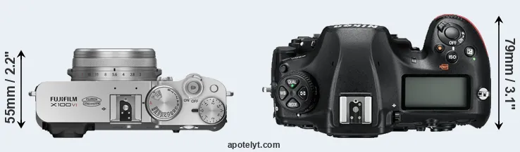 Compare X100VI versus D850 top