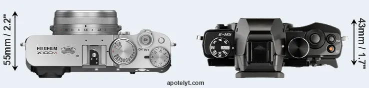 Compare X100VI versus E-M5 top