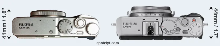 Compare XF10 versus X70 top
