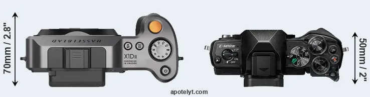 Compare X1D II versus E-M10 III top