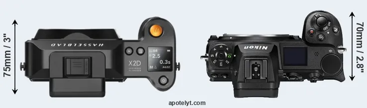 Compare X2D 100C versus Z6 II top